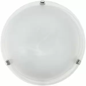 image of Loops - Wall Flush Ceiling Light Colour Chrome Shade Glass Alabaster Bulb E27 2x60W