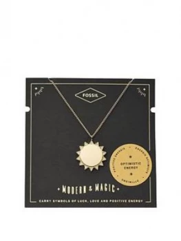 Image of Fossil Gold Tone Sun Pendant Necklace