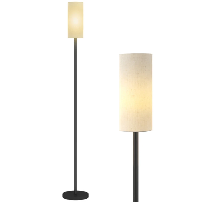 Image of HOMCOM HOMCOM Floor Lamp with Linen Shade & Foot Switch for Living Room, White White One Size Unisex 5063603656697