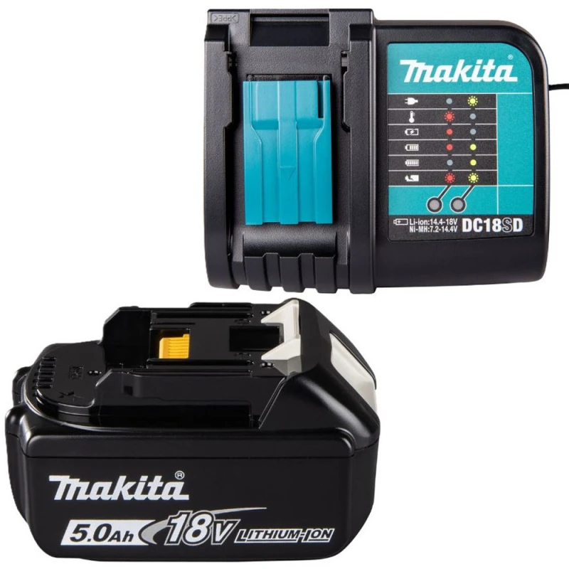 Image of Makita 18v LXT Cordless Li-ion Battery and Charger Pack 5ah MAKKIT95 Battery Amp Hours: 5ah
