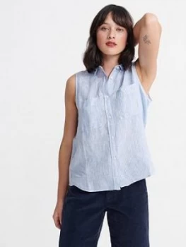 Image of Superdry Aubrey Shirt - Blue, Size 10, Women