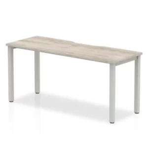 Image of Single Silver Frame Bench Desk 1600 Grey Oak