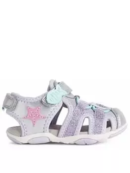 image of Geox Baby Girls Agasim Sandal, Silver, Size 7 Younger