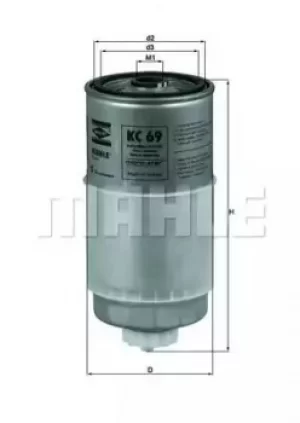 image of Fuel Filter KC69 78686701 by MAHLE Original