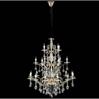 image of Zinta 3 Tier 22 Pendant Gold / crystal bulbs (Assembly required)