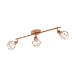 Image of Flush 3 Spot Ceiling Light Copper Steel Shade White Satin Glass Bulb G9 3x3W