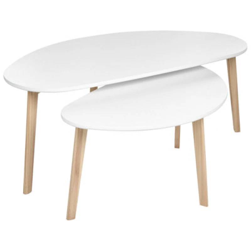 Image of Beliani Set Of 2 Coffee Tables Fly White