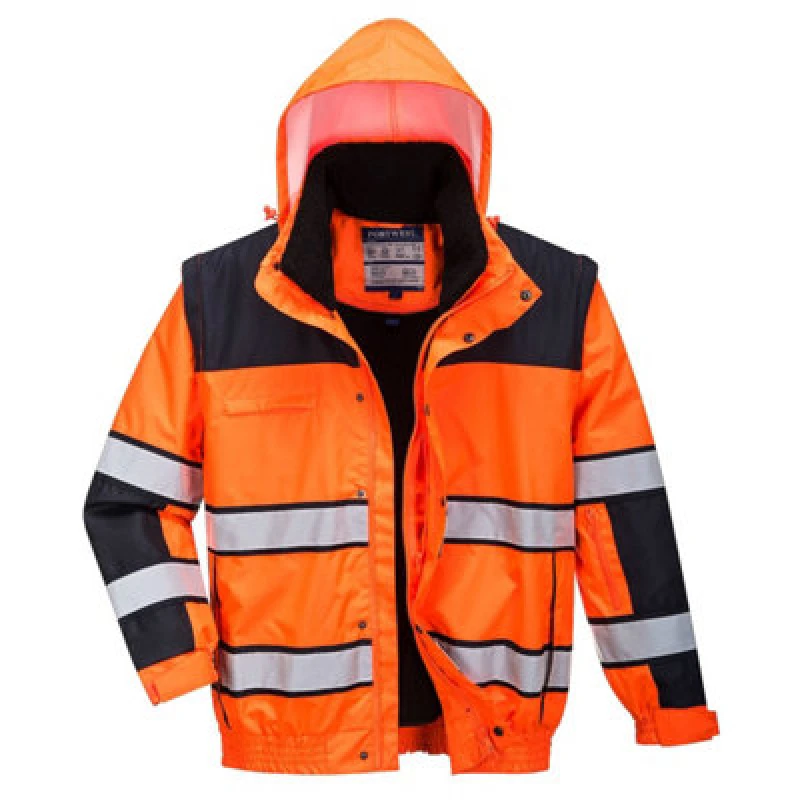 Image of Oxford Weave 300D Hi Vis Classic Bomber Jacket C466OBRXS Colour: Orange / Black