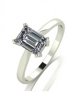 Image of Moissanite 9Ct White Gold 1.20Ct Equivalent Emerald Cut Solitaire Ring