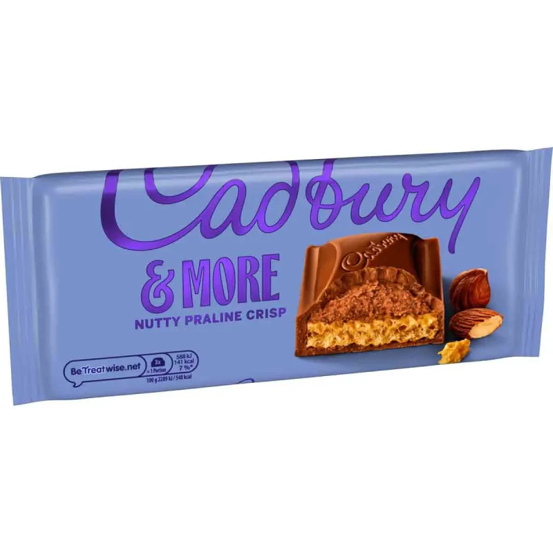 Image of Cadbury Gifts Direct Cadbury Dairy Milk & More Nutty Praline Crisp Bar 180g 4308597