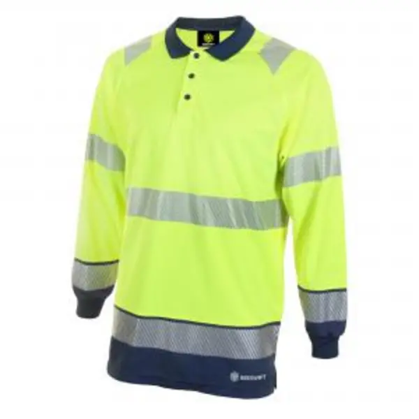 Image of Beeswift High Visibility Two Tone Polo Shirt Long Sleeve Saturn BESWHVTT015SYNM