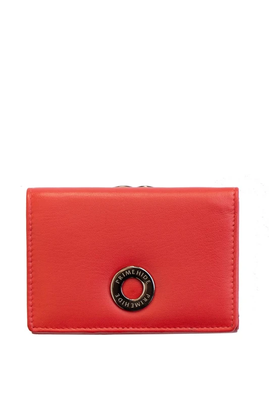 Image of PRIMEHIDE 'Flavia' Leather Clip Frame Purse Red