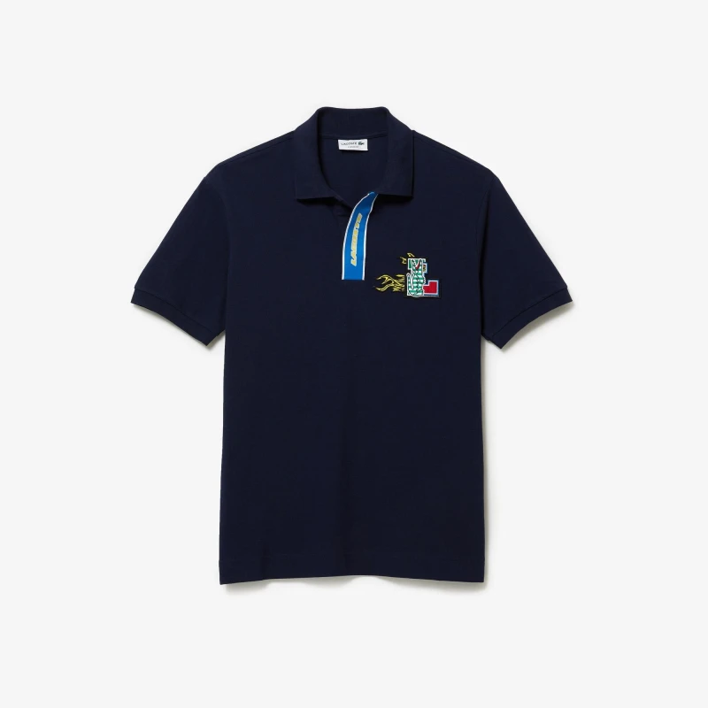 Image of Lacoste Crocodile Badge Polo Shirt Navy Blue male XS