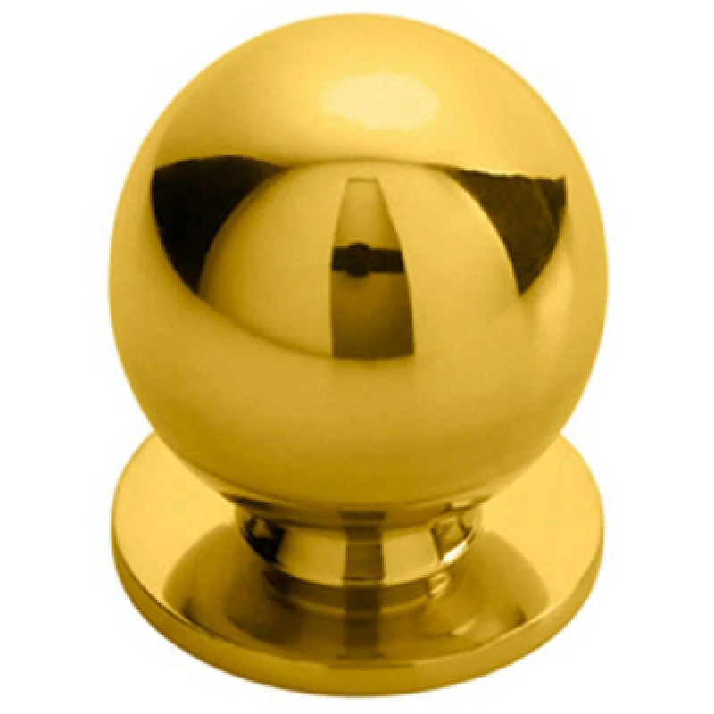 Image of Loops Solid Ball Cupboard Door Knob 25mm Diameter Polished Brass Cabinet Handle Metallics unisex