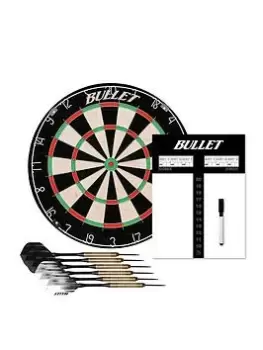 image of Bullet Professional Dartboard Starter Set - Includes Scoreboard, Marker Pen, Eraser, Two Sets Of Steel Darts