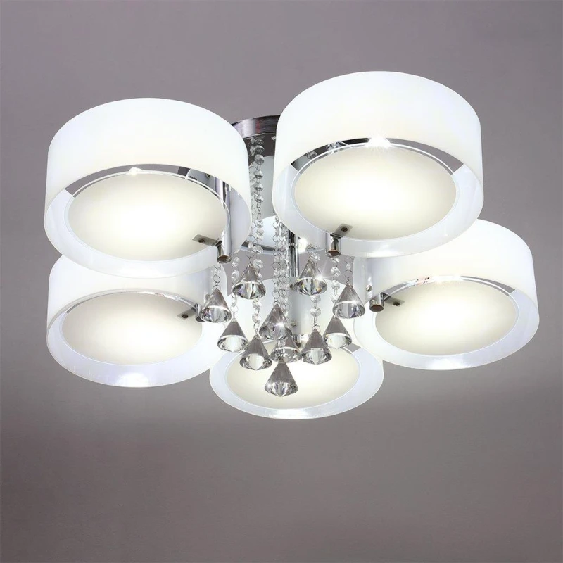 Image of Kabinet UK Modern Round LED Semi Flush Mount with Crystal White unisex One size