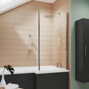 Image of Pacific L-Shaped Hinged Bath Screen 1430mm h x 808mm w - 6mm Glass - Nuie