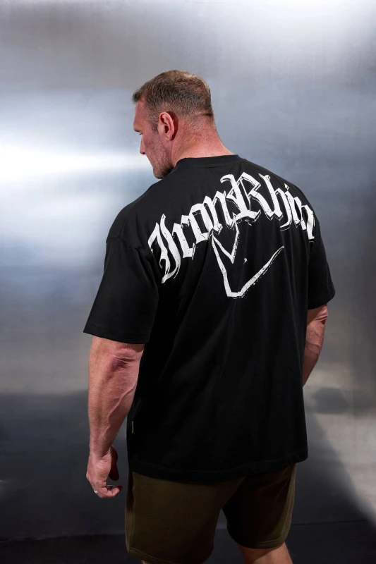 Image of BadRhino Mens Old English Logo T-Shirt in Black Size: 5-6XL Black Male 5-6XL