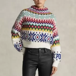 Image of Polo Ralph Lauren Womens Long Sleeve-Pullover Jumper - Cream Multi - XS