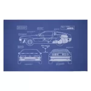 image of Back To The Future DeLorean Blueprint Woven Rug - Small