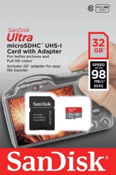 Image of SanDisk Ultra 32GB Micro SDHC Memory Card