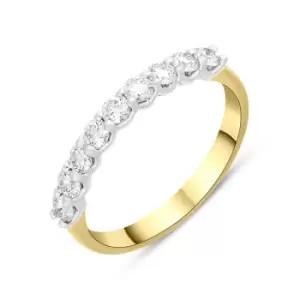 18ct Yellow Gold 0.50ct Diamond Nine Stone Half Eternity Ring