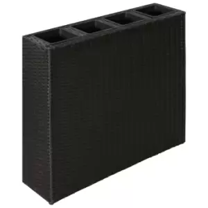 Image of VidaXL Garden Raised Bed with 4 Pots Poly Rattan Black