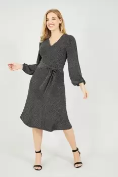 Image of Sparkle Stretch Midi Dress in Black