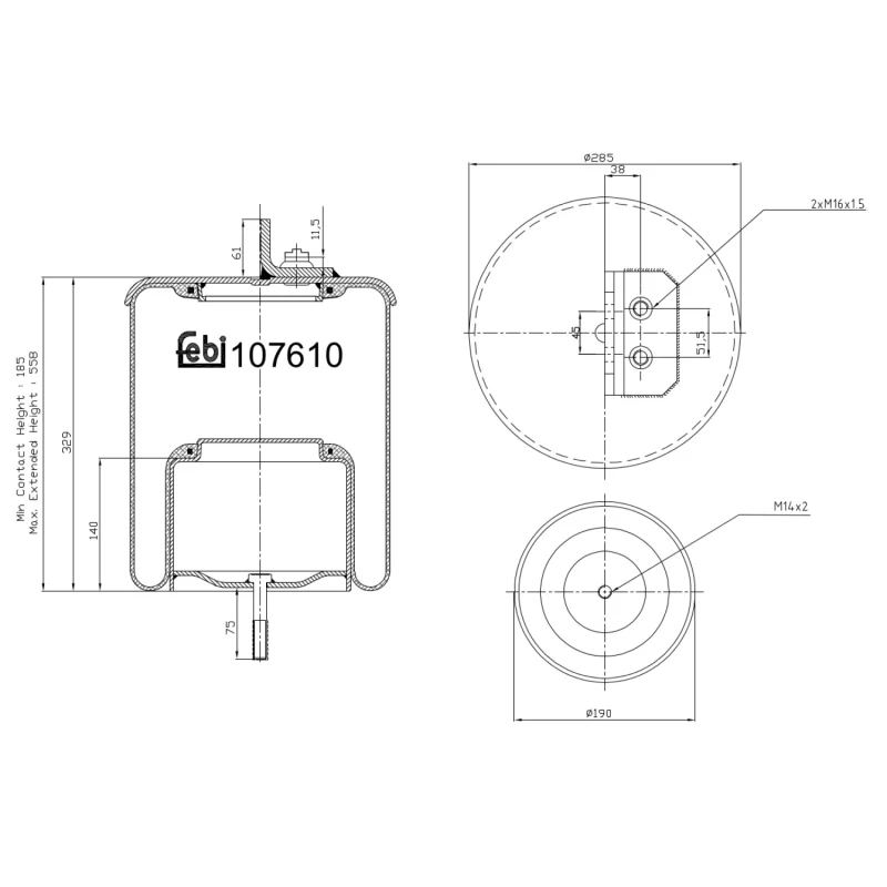 Image of FEBI BILSTEIN 107610 Boot, air suspension Rear Axle Boot,air suspension (324)
