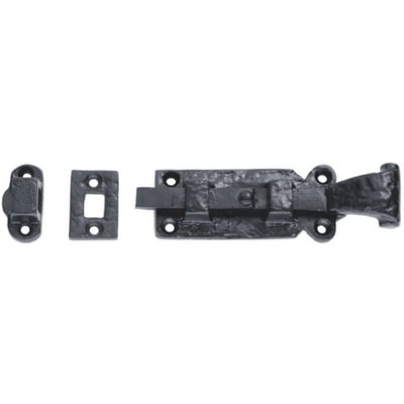 Image of Loops Surface Mounted Straight Barrel Door Bolt Lock 152 x 43.5mm Black Antique Black unisex