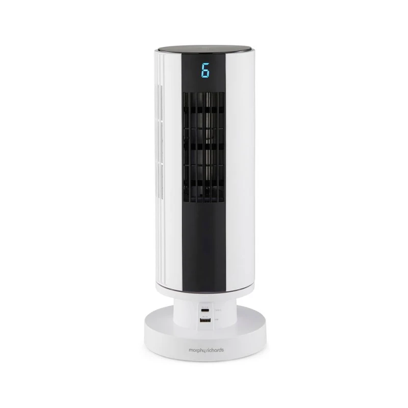 Image of Morphy Richards Air Flex 14" Tower Fan With Built-In Device Charger - White