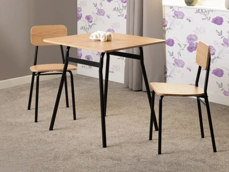 Image of Seconique Warren Black and Russet Oak Dining Table and 2 Chairs