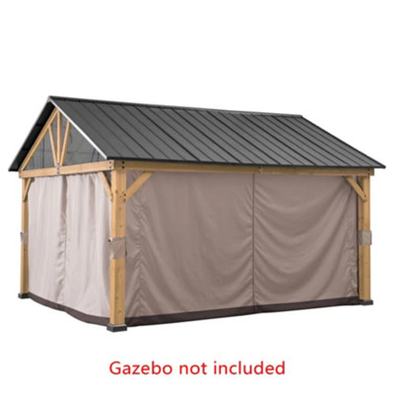 Image of Replacement Curtain For Sunjoy Cedar Wood Gazebo - 335Cm X 399Cm, Khaki