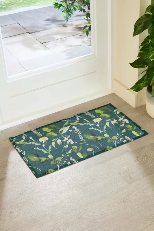 Image of Artsy Doormats Watercolour Leaves Indoor Outdoor Doormat (70 X 40Cm)