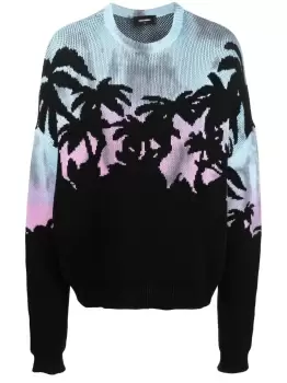Image of DSQUARED2 D2 Sunrise Knit Sweatshirt Black