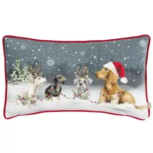 Image of Christmas Dog Cushion Multicolour, Multicolour / 30 x 50cm / Polyester Filled