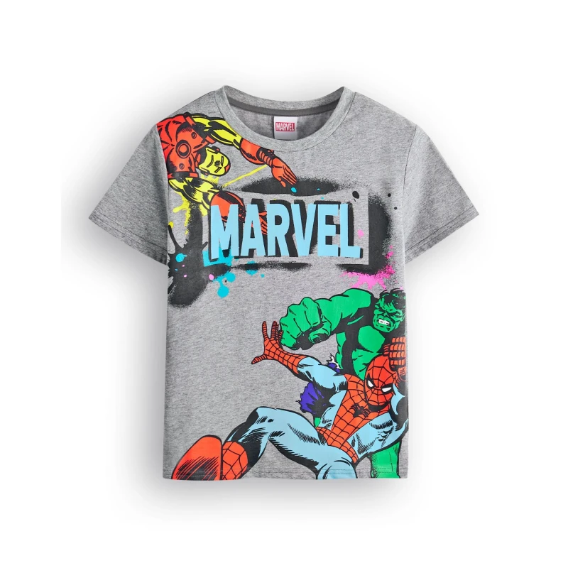 Image of (7-8 Years) Marvel Short Sleeved T-Shirt (Boys Grey)