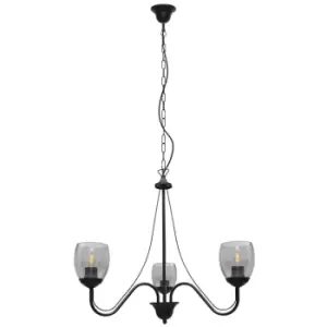 image of Allena Multi Arm Pendant Ceiling Light Black, Smokey 50cm