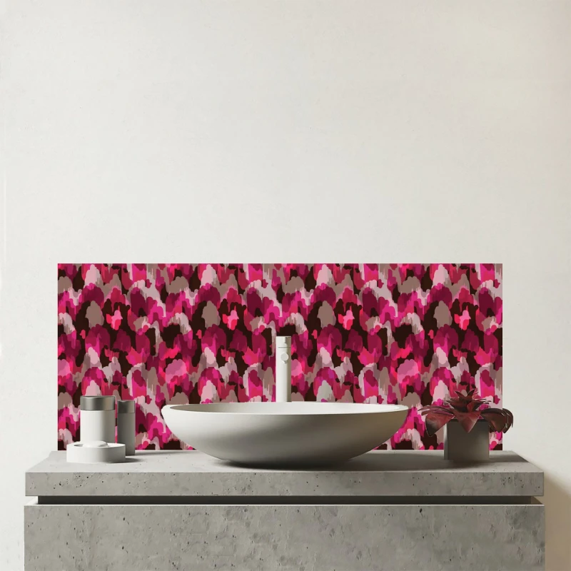 Image of Warren Reed - Designer Modern Pink Animal Print Glass Bathroom Splashback Pink Unisex