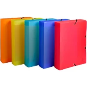 Image of Linicolor Elasticated Box File PP A4 60mm, Assorted, Pack of 8