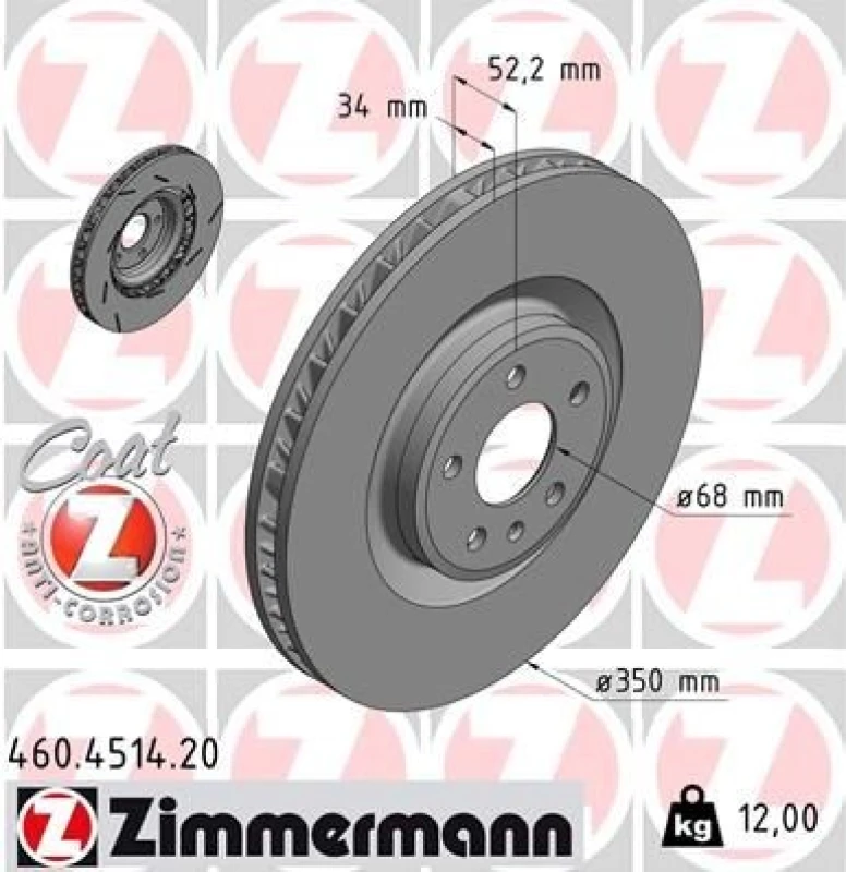 Image of ZIMMERMANN Brake disc ZIMMERMANN 460.4514.20