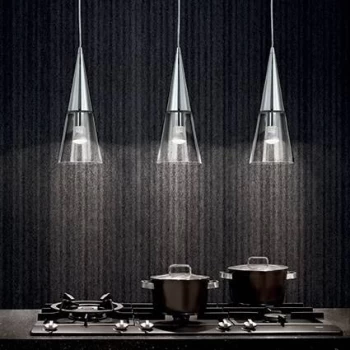 Image of Cono 3 Light Hanging Ceiling Pendant Light Chrome, E14