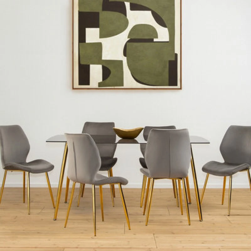 Image of Orsina Contemporary Grey Rectangular Dining Set, Space Saving Design Dining Set, Durable Small Dining Set For House