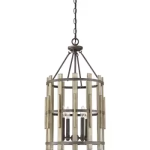 Image of 02-elstead - Suspension Wood Hollow Noire rustique 71 Cm