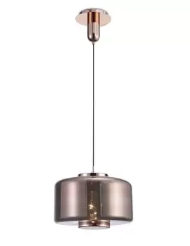 Image of Jarras Ceiling Pendant 40cm Round, 1 x E27 (Max 40W), Copper , Rose Gold Glass