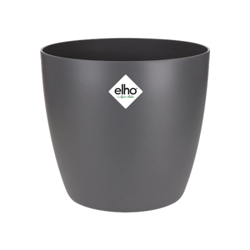 Image of Elho Brussels 22cm Round Plastic Indoor Plant Pot - Anthracite