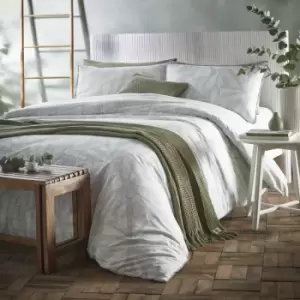 Image of Loft Addie Abstract Floral Print 100% Cotton Duvet Cover Set, Green, Double - Appletree