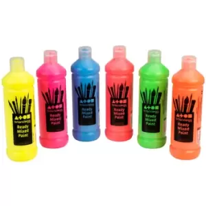 image of Brian Clegg Ready Mix Fluorescent Paint (Assorted) 6 x 600ml Bottles