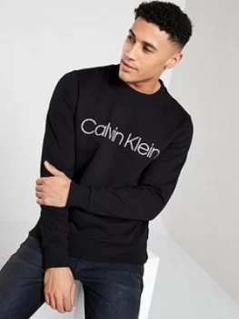 Image of Calvin Klein Cotton Logo Sweatshirt - Black, Size 2XL, Men