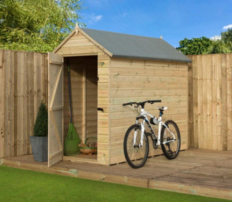 Image of Empire Sheds Empire 8000 Premier Apex Shed 4X4 Pressure Treated Tongue And Groove Wooden Garden Shed (4' X 4' / 4ft X 4ft) (4X4)